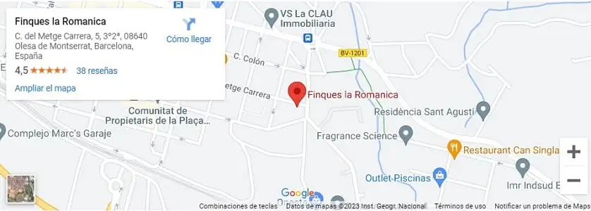 Inmobiliaria en Olesa de Montserrat, Finques la Romànica en Google Maps